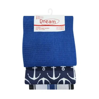 KITCHEN TOWEL SET ANCHORS 45CM X 70CM 3 PACK