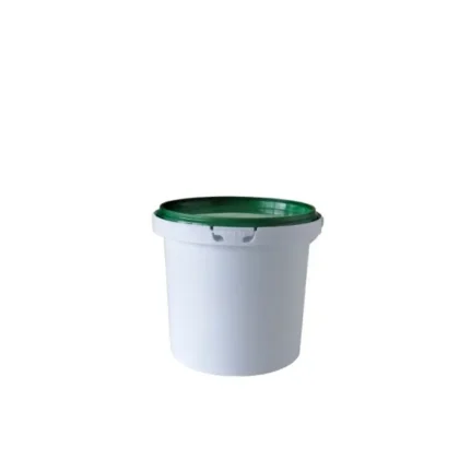 1L PLASTIC BUCKET WHITE WITH GREEN LID LIGHT DUTY