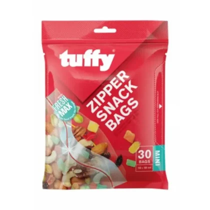 TUFFY ZIPPER SNACK BAGS - 150 X 100MM - 30 BAGS P/PACK