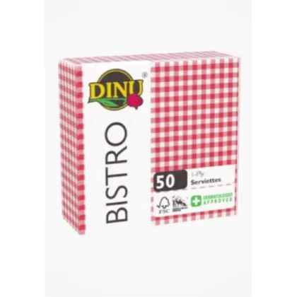 BISTRO SERVIETTES RED ONE PLY 12 X 50 PER BOX  P/BO